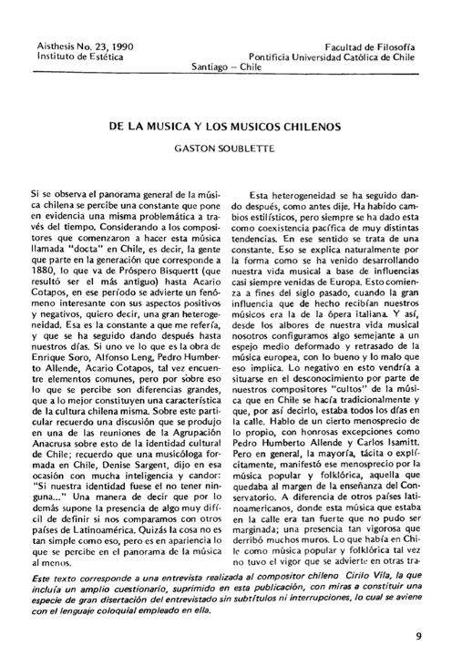 De la música y de los músicos chilenos
